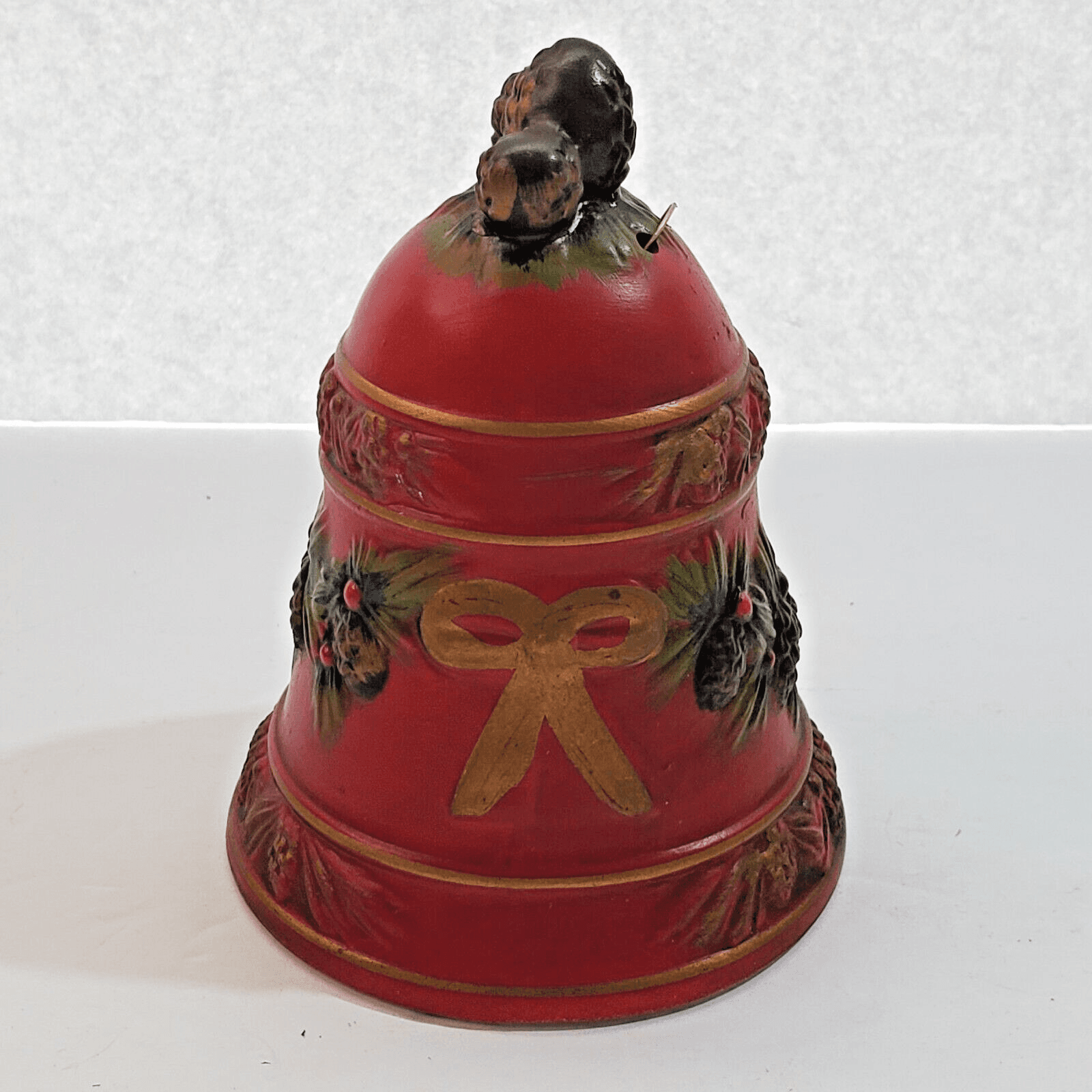 Vintage Napcoware Red Christmas Bell Decoration Mistletoe Holly X-8655 Japan - Thumbnail 2