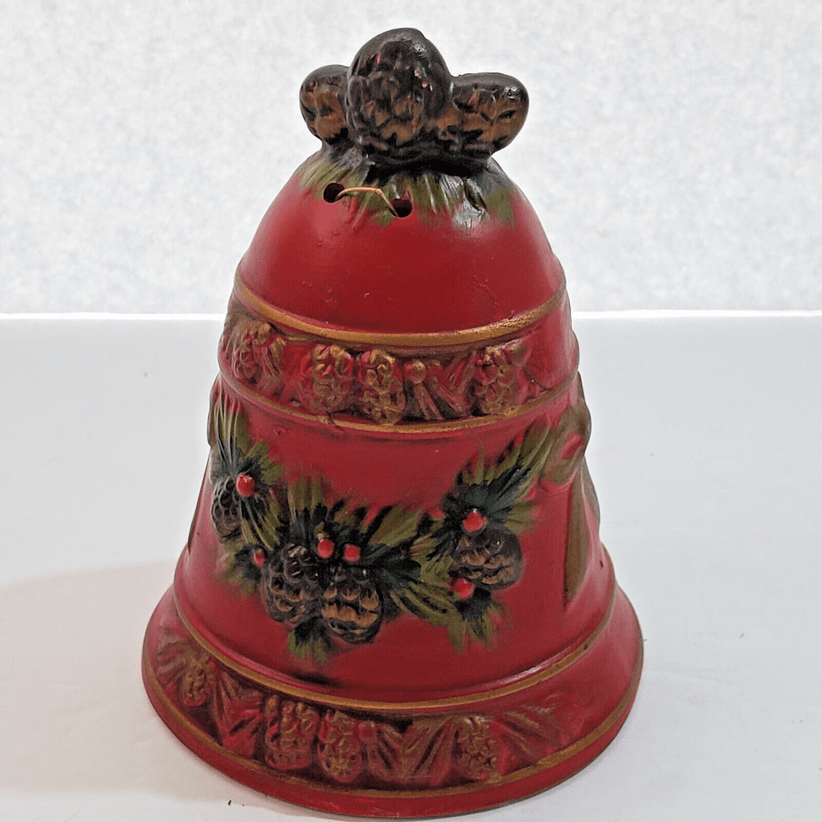 Vintage Napcoware Red Christmas Bell Decoration Mistletoe Holly X-8655 Japan - Thumbnail 3