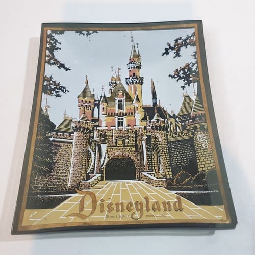 Vtg Disneyland Glass Ashtray Trinket Dish Walt Disney World Production Houze Art