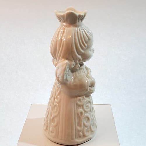 Vintage Dresden Angel Playing Mandolin White Porcelain Candle Holder Germany - Thumbnail 2