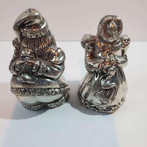 Vtg Kissing Santa & Mrs Claus 3” Salt & Pepper Shakers Kirk Stieff Pewter 716 - Thumbnail 5