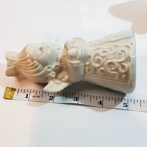 Vintage Dresden Angel Playing Mandolin White Porcelain Candle Holder Germany - Thumbnail 10