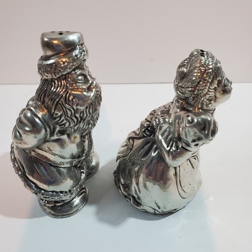 Vtg Kissing Santa & Mrs Claus 3” Salt & Pepper Shakers Kirk Stieff Pewter 716 - Thumbnail 3