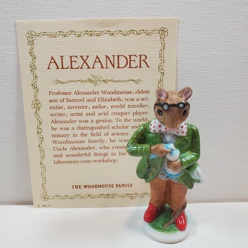 Vtg 1985 Woodmouse Family Alexander Mouse Figurine With Name Card Franklin Mint