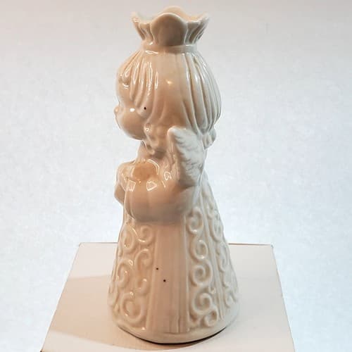 Vintage Dresden Angel Playing Mandolin White Porcelain Candle Holder Germany - Thumbnail 4
