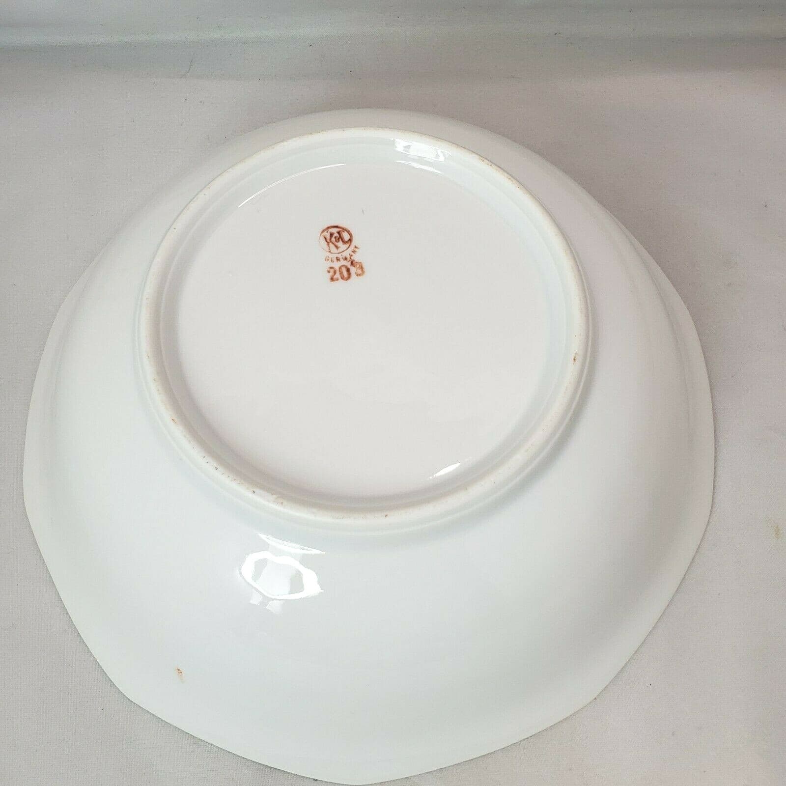Vintage K&L Germany Porcelain Transfer Vegetable Serving Bowl Roses Star Flowers - Thumbnail 4
