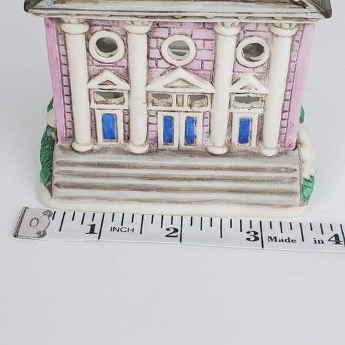 Vtg 1988 Lefton Byron Wood Colonial Village Church w/ Steeple Tea Light Holder - Thumbnail 8