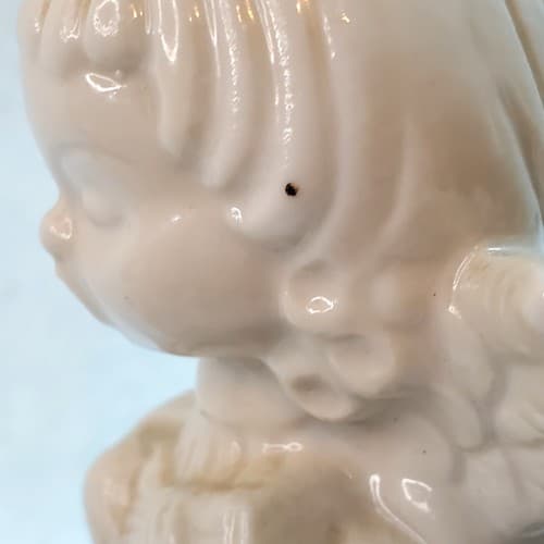 Vintage Dresden Angel Playing Mandolin White Porcelain Candle Holder Germany - Thumbnail 5