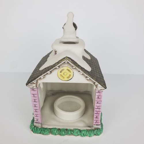 Vtg 1988 Lefton Byron Wood Colonial Village Church w/ Steeple Tea Light Holder - Thumbnail 3