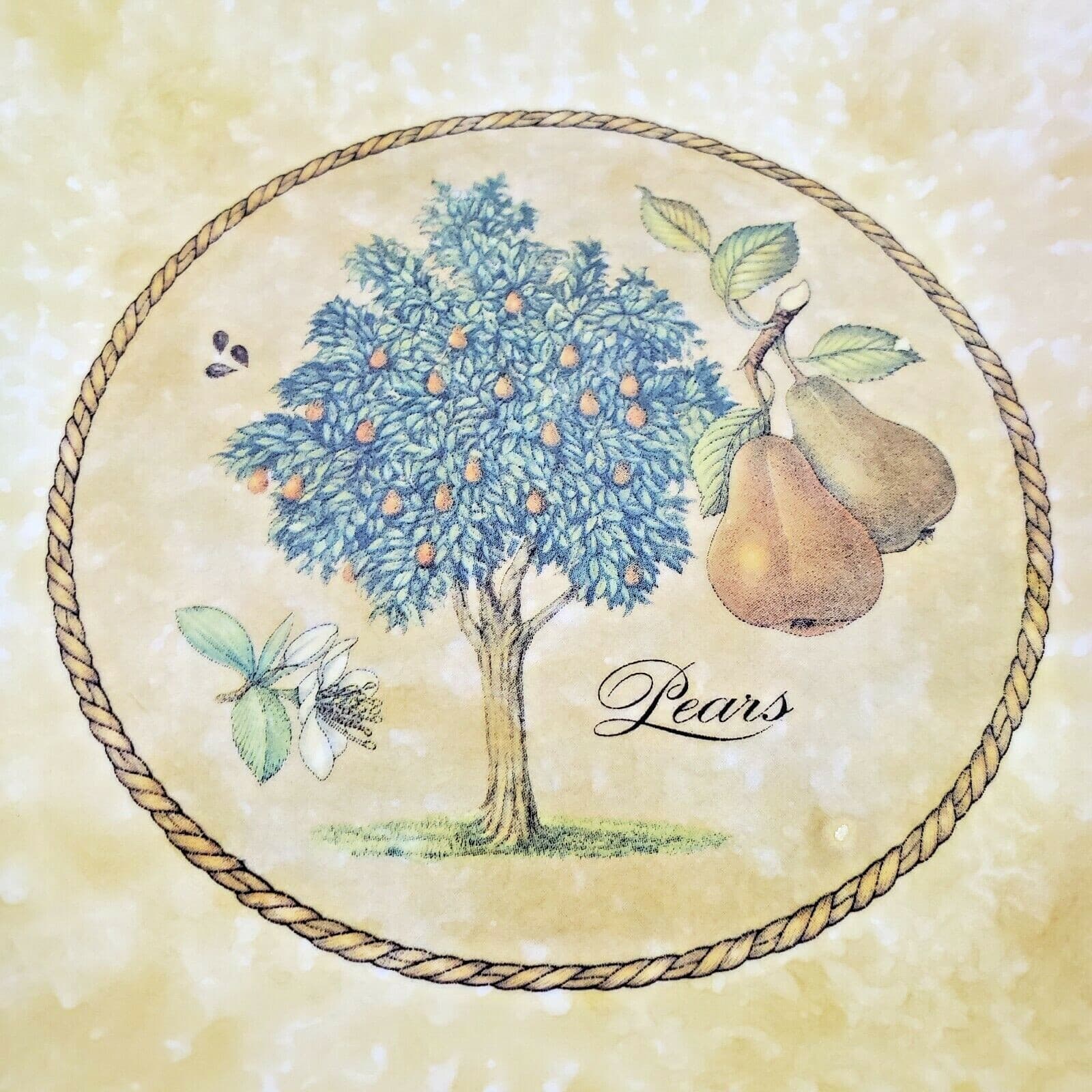 Vtg Due Torri Ceramica Made in Italy Serving Bowl Pear Tree Design Ribbed Edge - Thumbnail 4