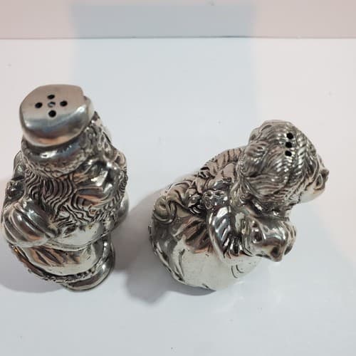 Vtg Kissing Santa & Mrs Claus 3” Salt & Pepper Shakers Kirk Stieff Pewter 716 - Thumbnail 4