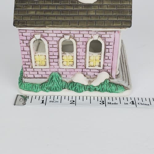 Vtg 1988 Lefton Byron Wood Colonial Village Church w/ Steeple Tea Light Holder - Thumbnail 7