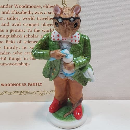 Vtg 1985 Woodmouse Family Alexander Mouse Figurine With Name Card Franklin Mint - Thumbnail 2