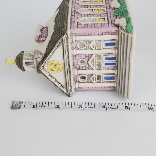 Vtg 1988 Lefton Byron Wood Colonial Village Church w/ Steeple Tea Light Holder - Thumbnail 9