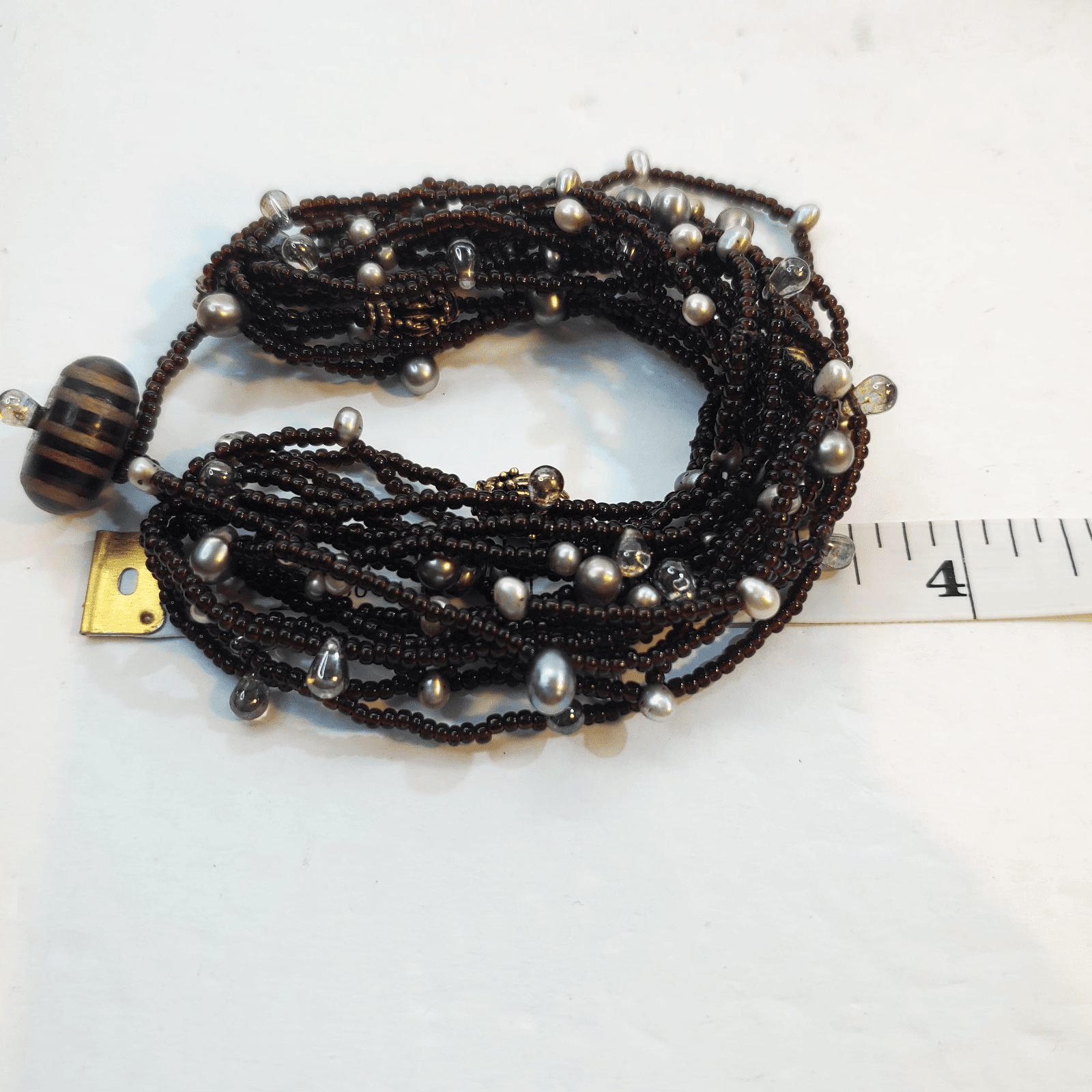 Vtg Signed Tanner Chocolate Brown Seed Bead Multi Strand Necklace & Bracelet Set - Thumbnail 12