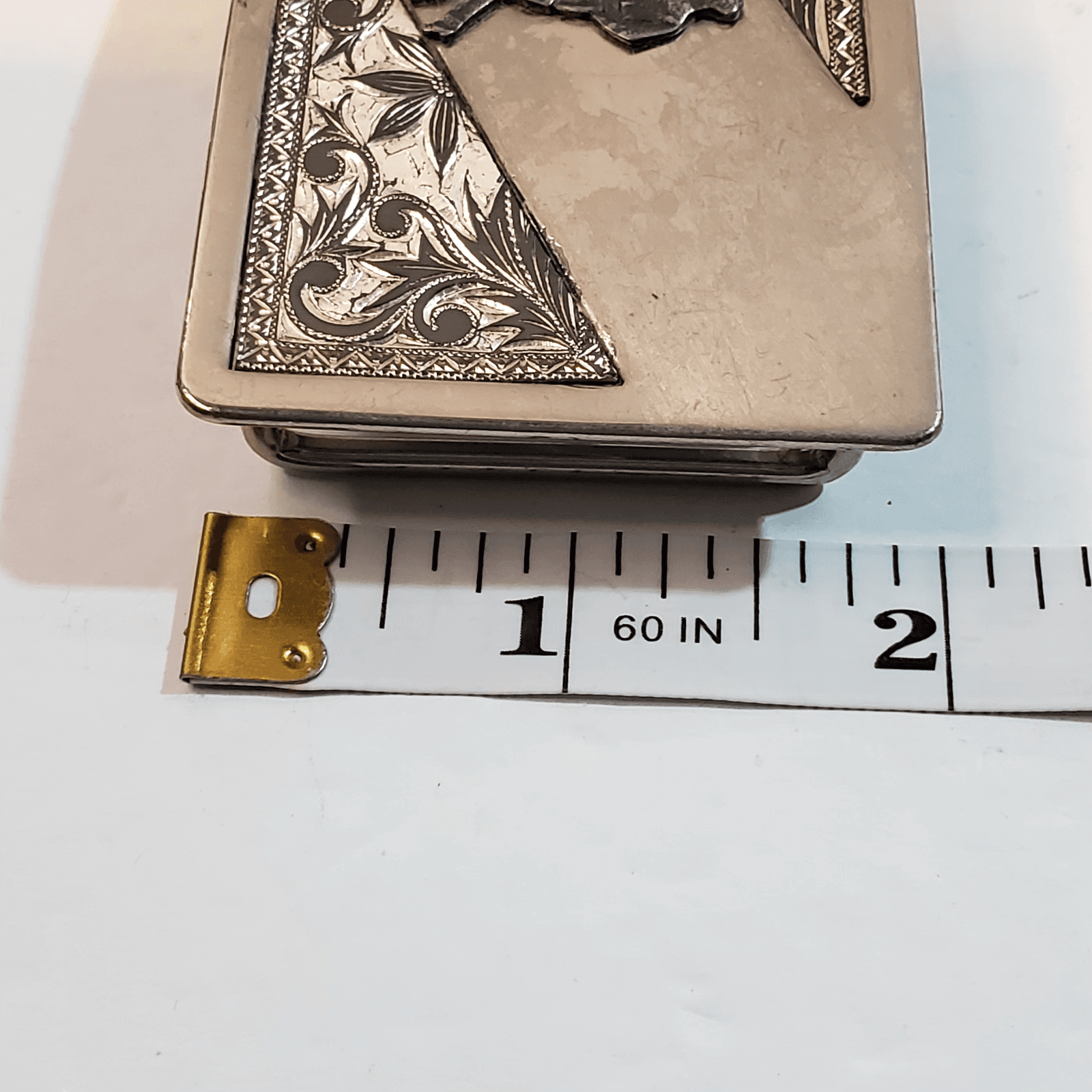 Vintage Silver Tone Line Country Square Dancing Western Scroll Belt Buckle #1548 - Thumbnail 7
