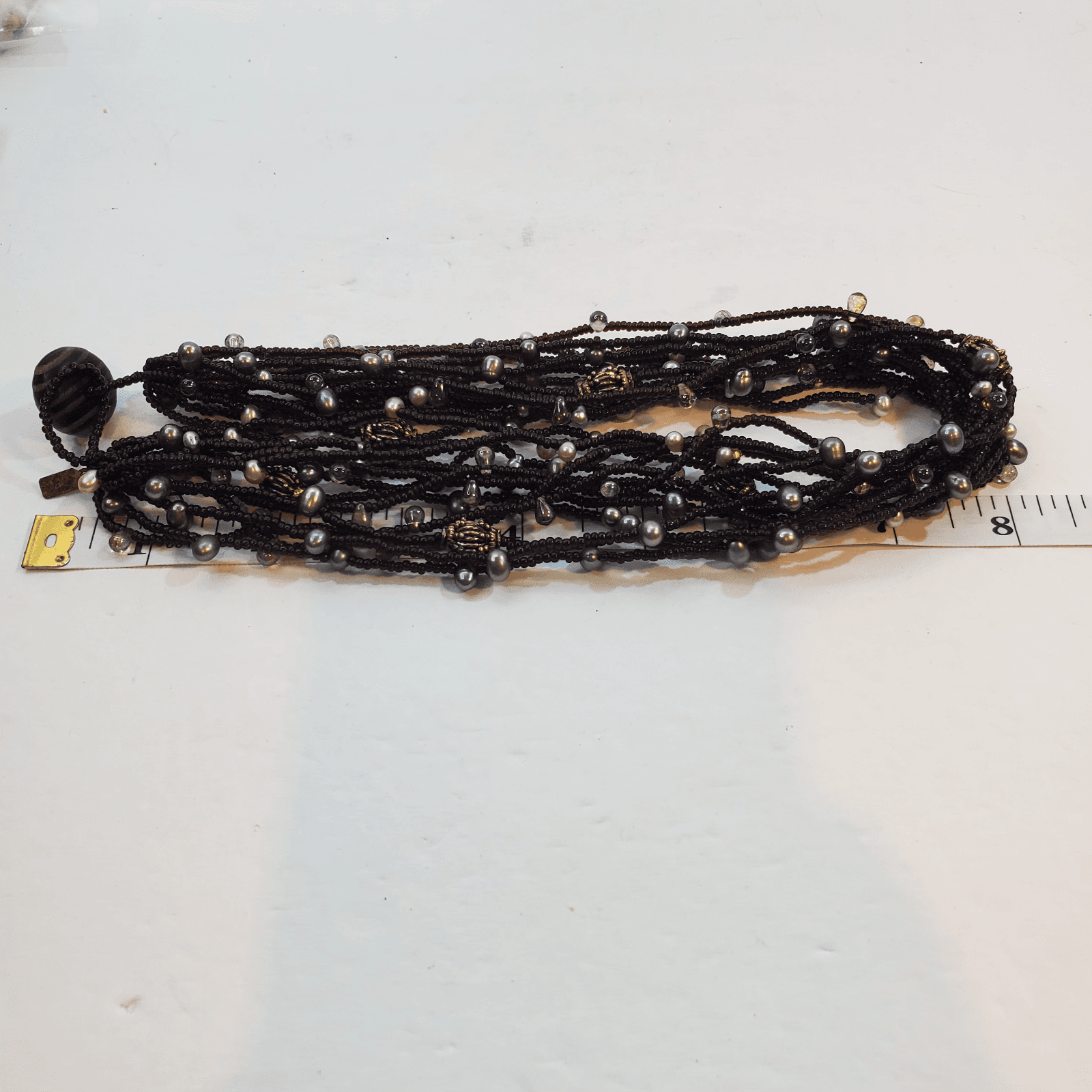 Vtg Signed Tanner Chocolate Brown Seed Bead Multi Strand Necklace & Bracelet Set - Thumbnail 11