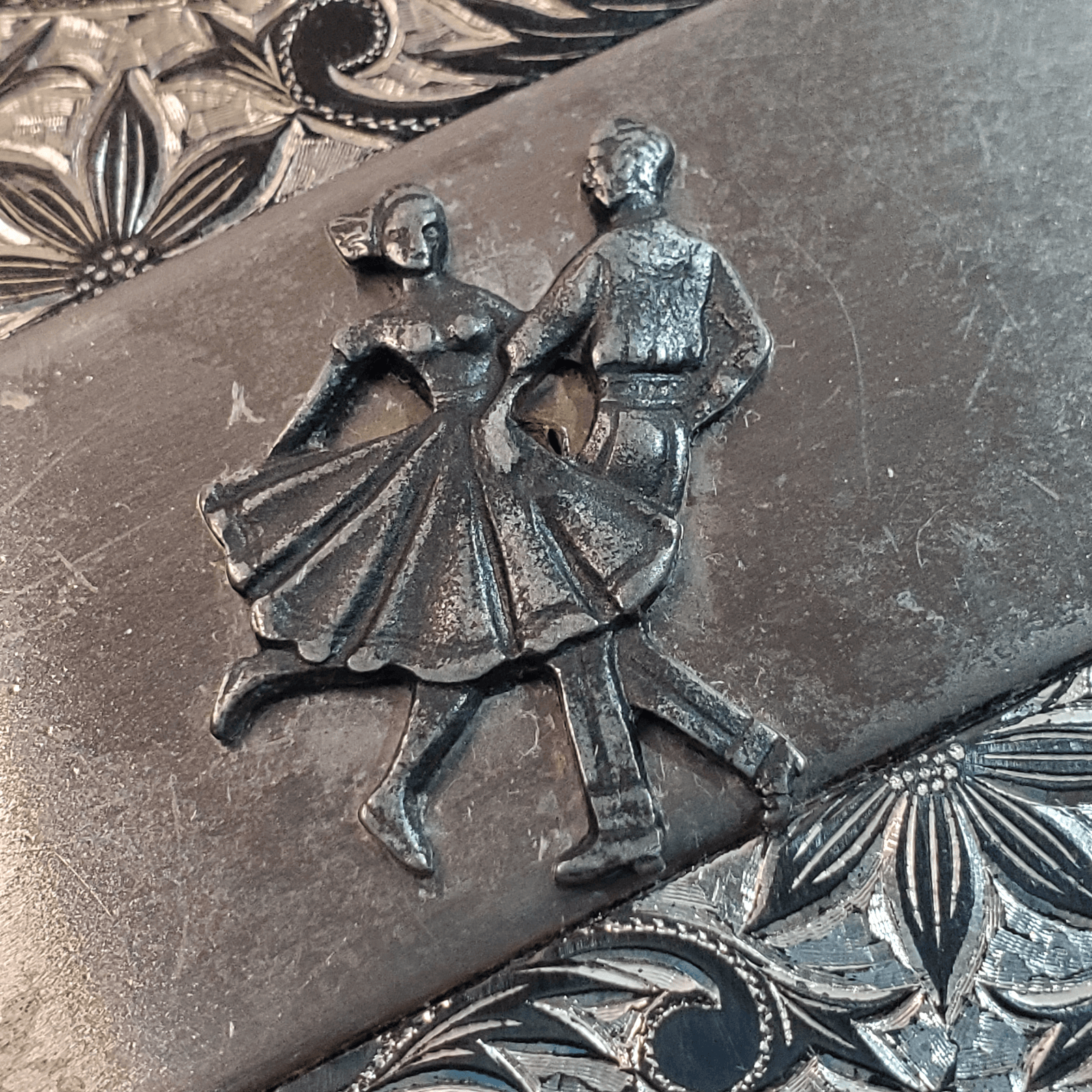 Vintage Silver Tone Line Country Square Dancing Western Scroll Belt Buckle #1548 - Thumbnail 3