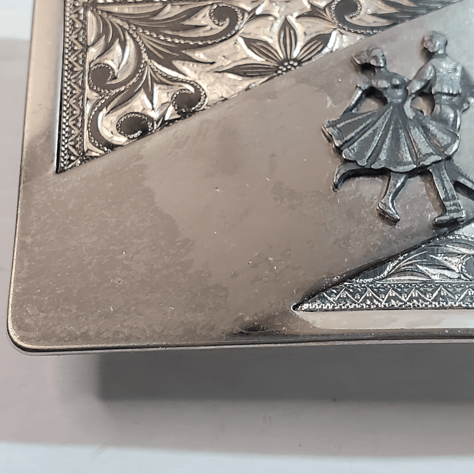 Vintage Silver Tone Line Country Square Dancing Western Scroll Belt Buckle #1548 - Thumbnail 2