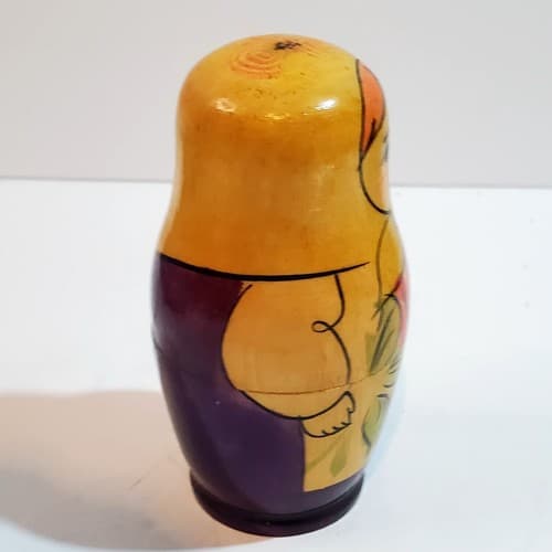 Vtg Russian Nesting Dolls Set of Five Hand Painted Flower Floral Design USSR - Thumbnail 5