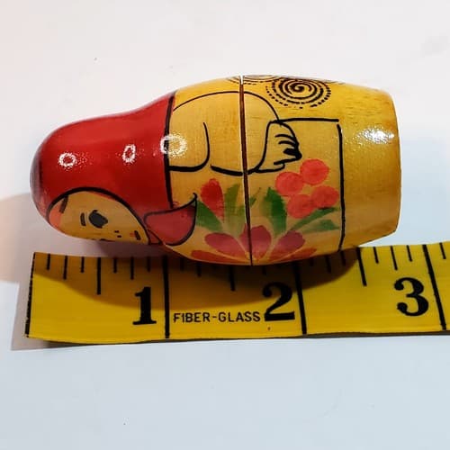 Vtg Russian Nesting Dolls Set of Five Hand Painted Flower Floral Design USSR - Thumbnail 11