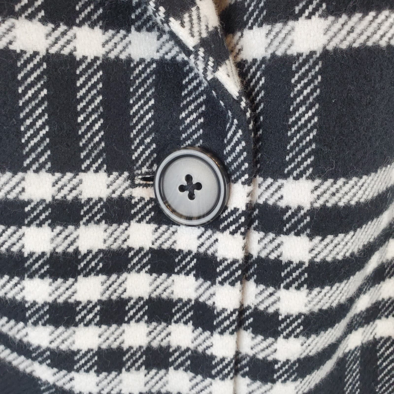 Popsugar Women's Size XL Double Breasted Plaid Jacket Coat Black White Pockets - Thumbnail 2