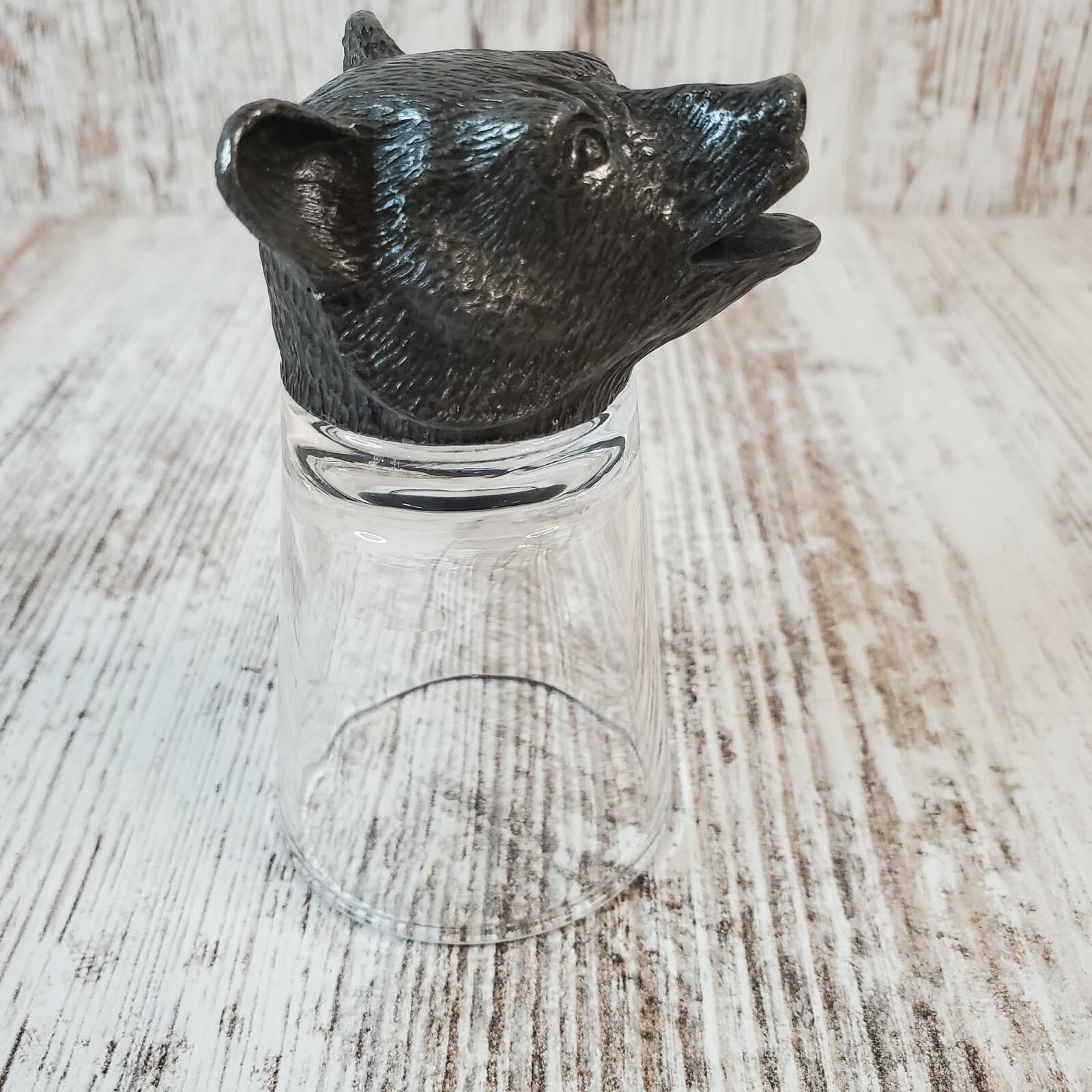 Novelty Metal Bears Head Shot Glass Man Cave Home Bar Hunter Sportsman Shooter - Thumbnail 5