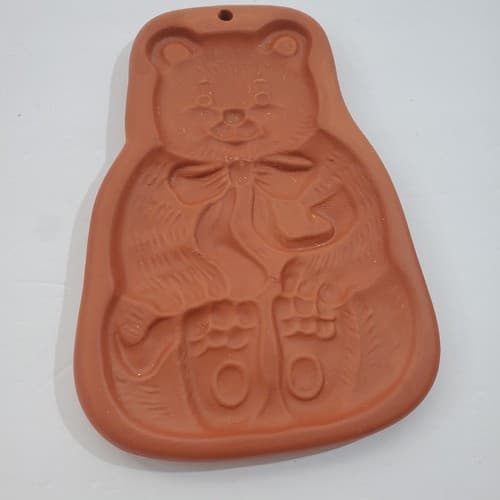 Vintage Terracotta Clay Teddy Bear Cookie Chocolate Mold 7 inch Tall