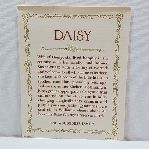 Vtg 1985 Woodmouse Family Daisy Mouse Figurine With Name Card Franklin Mint - Thumbnail 7