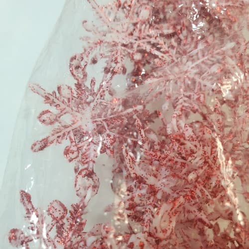 2 Vtg Country Craft Red White Soft Plastic Snowflake Garland Glitter Christmas - Thumbnail 2