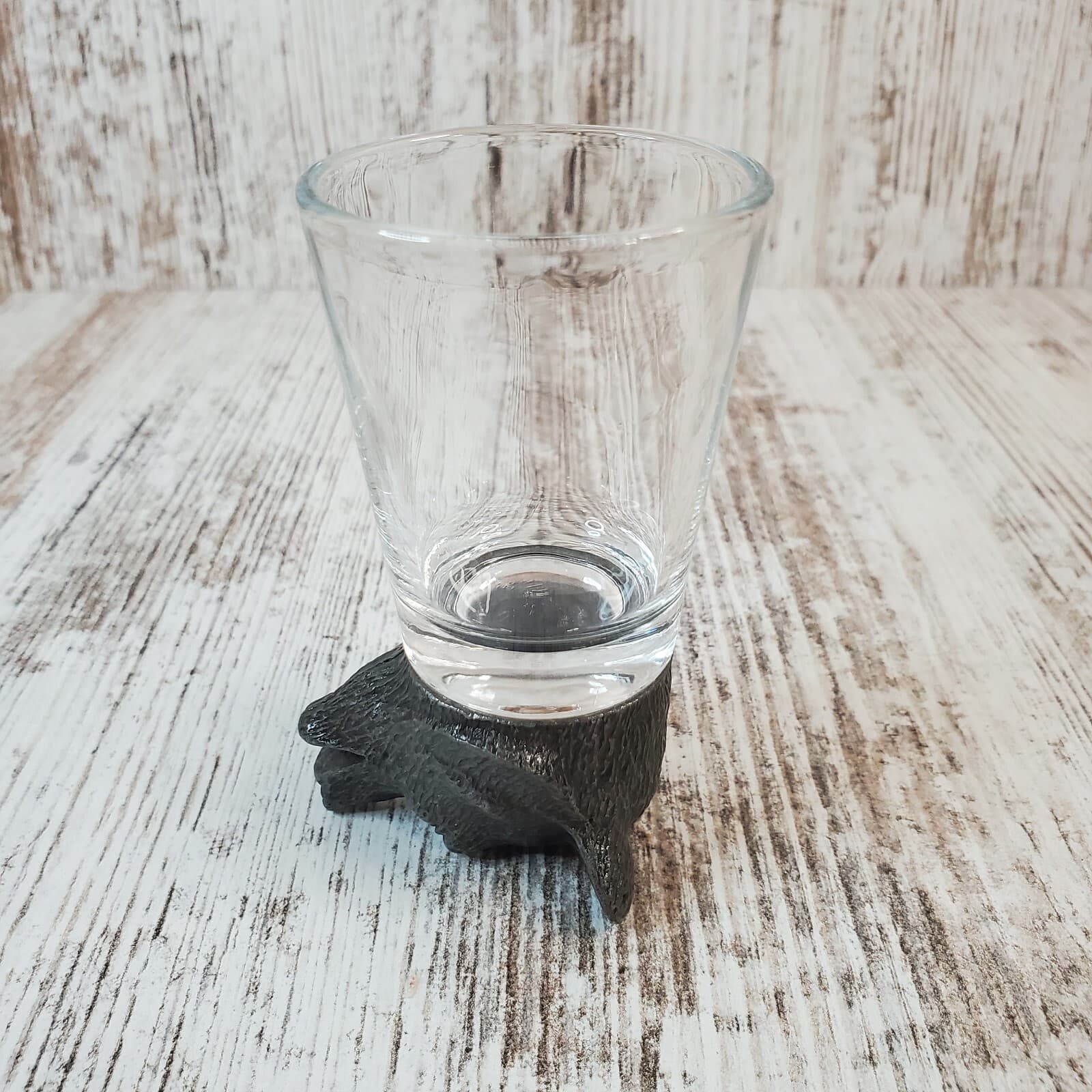 Novelty Metal Bears Head Shot Glass Man Cave Home Bar Hunter Sportsman Shooter - Thumbnail 7