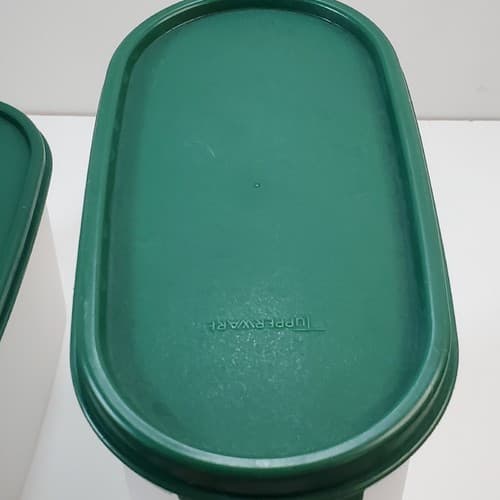 2 Tupperware Modular Mates #2 and #4 Green Lids Oval Containers 4 3/4 C 9 3/4 C - Thumbnail 7