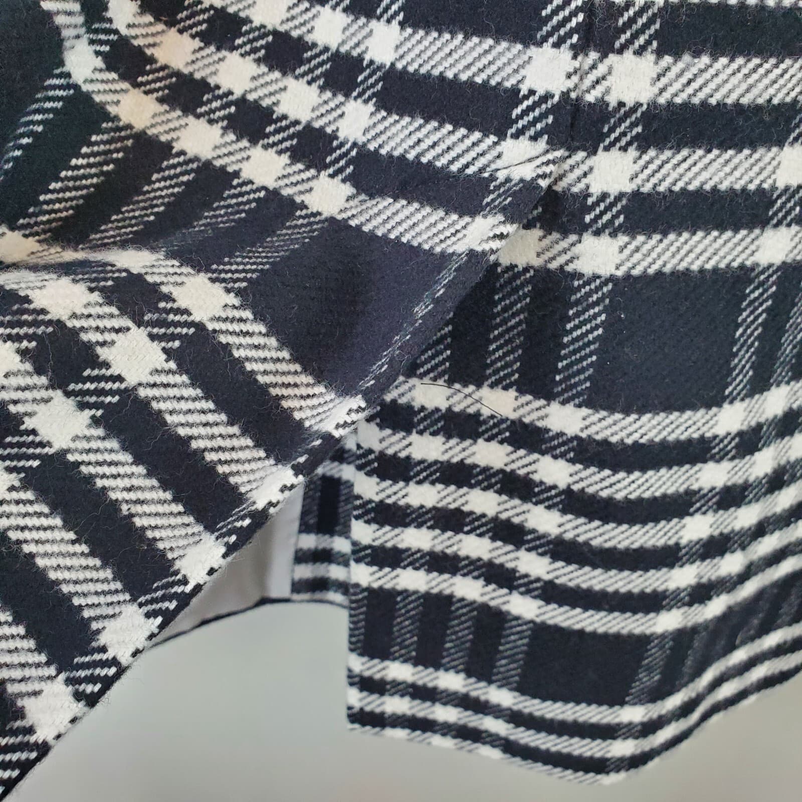Popsugar Women's Size XL Double Breasted Plaid Jacket Coat Black White Pockets - Thumbnail 10