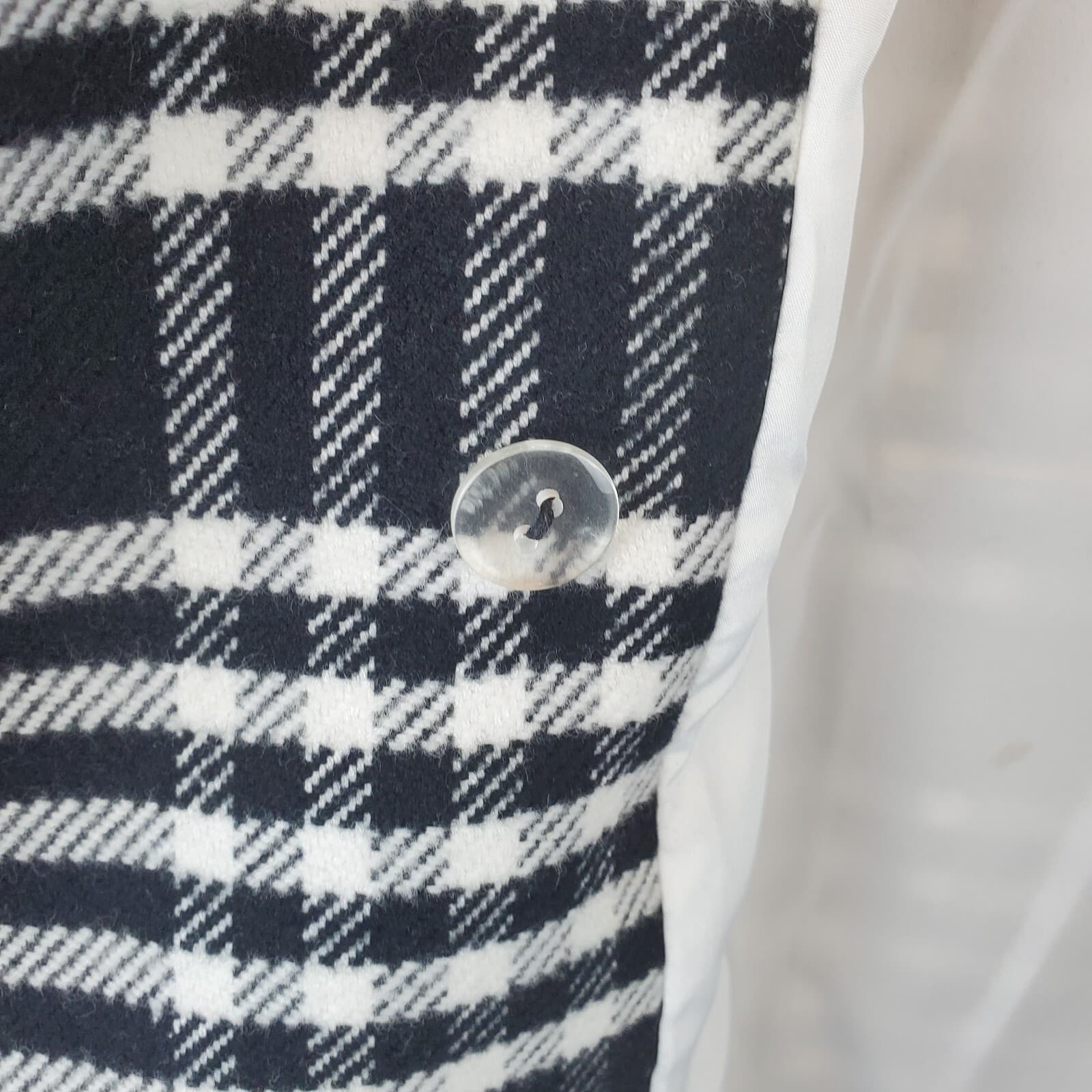 Popsugar Women's Size XL Double Breasted Plaid Jacket Coat Black White Pockets - Thumbnail 9