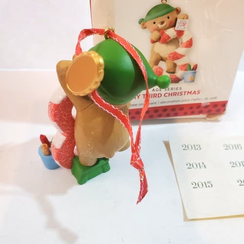 Hallmark Keepsake Age Series I Am Three Customize Christmas Ornament Teddy Bear - Thumbnail 4