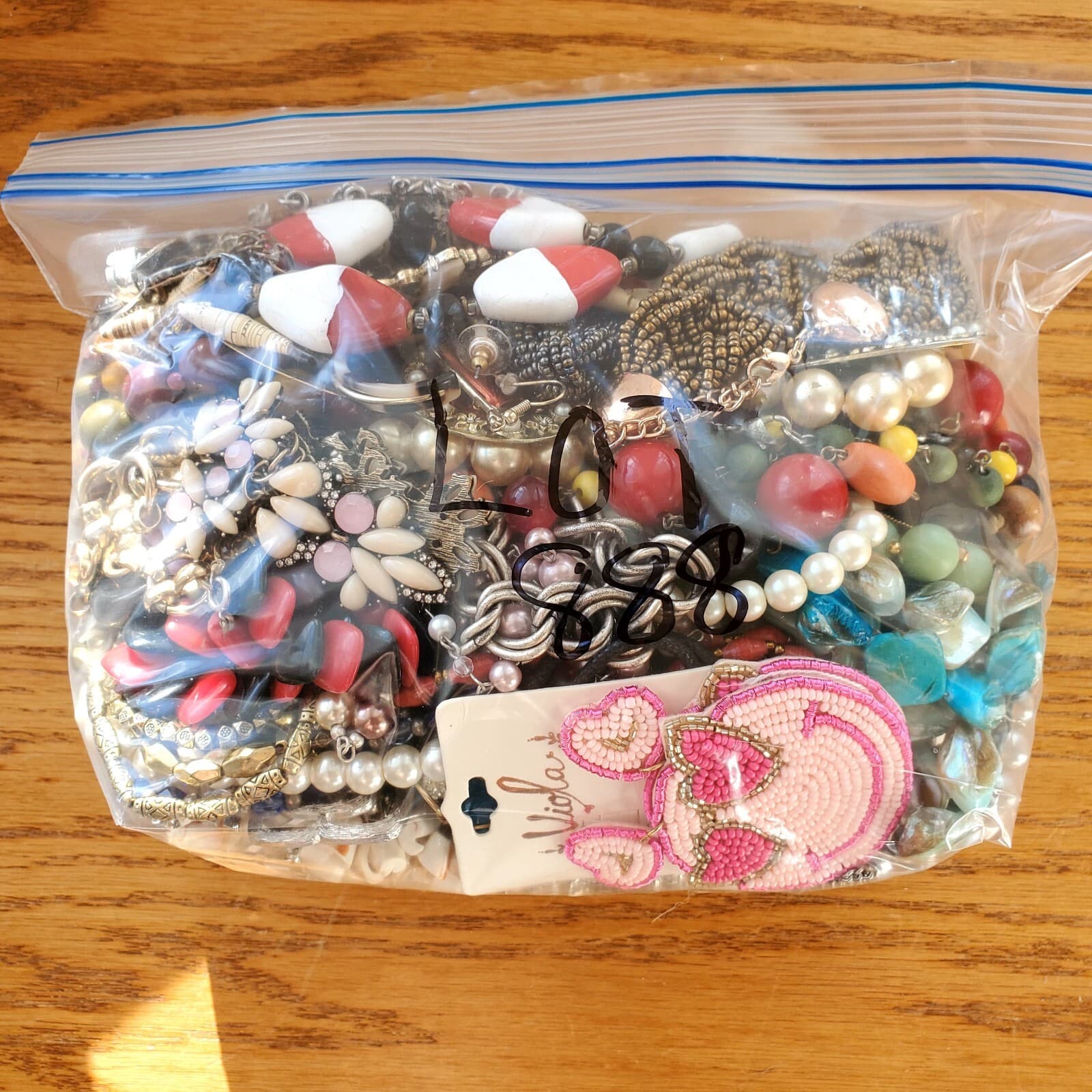 4+ LBS Jewelry Lot #888 Wearable Resellable Crafts Necklaces Earrings Vtg Modern - Thumbnail 2
