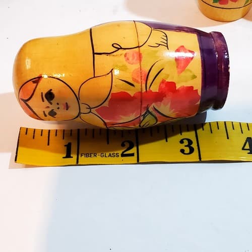 Vtg Russian Nesting Dolls Set of Five Hand Painted Flower Floral Design USSR - Thumbnail 10