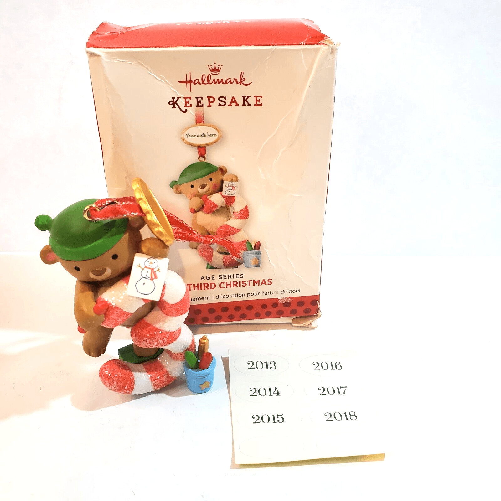 Hallmark Keepsake Age Series I Am Three Customize Christmas Ornament Teddy Bear