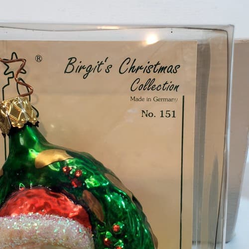 Vtg Birgit's Collection Heidi Hanging Wreath Glass Christmas Ornament Germany - Thumbnail 3