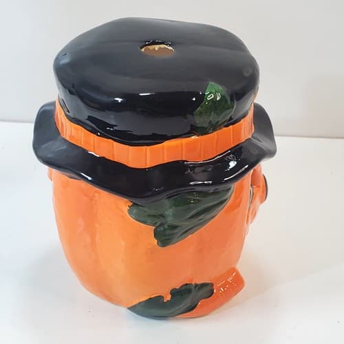 Vintage 1988 Brinn's Halloween Jack O Lantern Ceramic Tea Light Holder Taiwan - Thumbnail 7