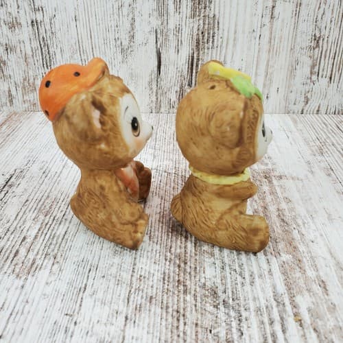Vintage Big Eyed Boy & Girl Brown BEARs Salt & Pepper Shakers Made in Taiwan - Thumbnail 4