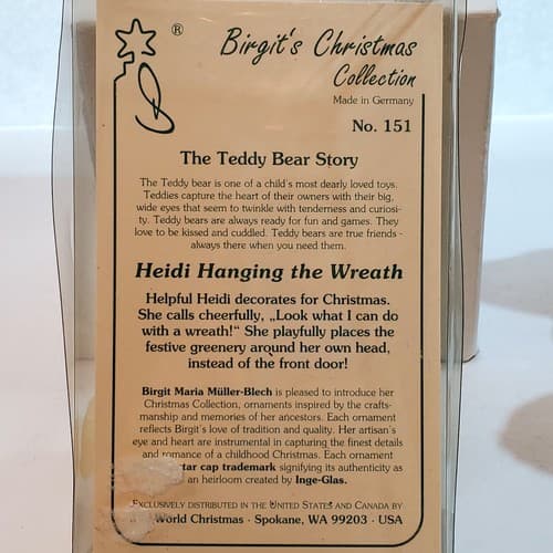 Vtg Birgit's Collection Heidi Hanging Wreath Glass Christmas Ornament Germany - Thumbnail 4