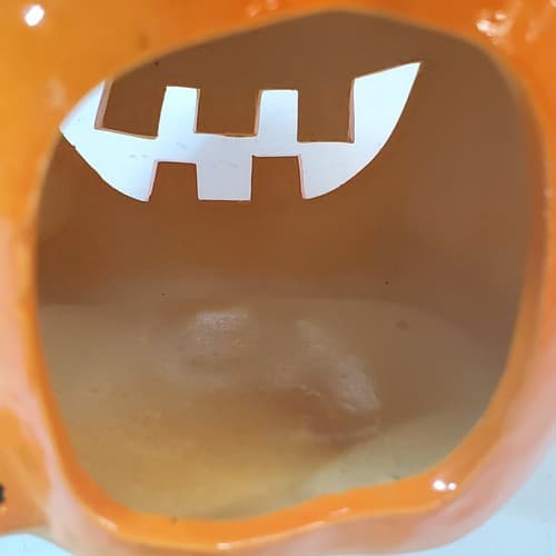 Vintage 1988 Brinn's Halloween Jack O Lantern Ceramic Tea Light Holder Taiwan - Thumbnail 6