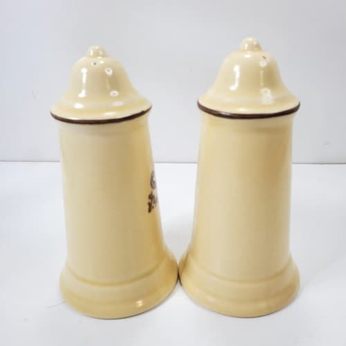 Vintage Pfaltzgraff Village Pattern Salt and Pepper Shakers Beige Brown - Thumbnail 2