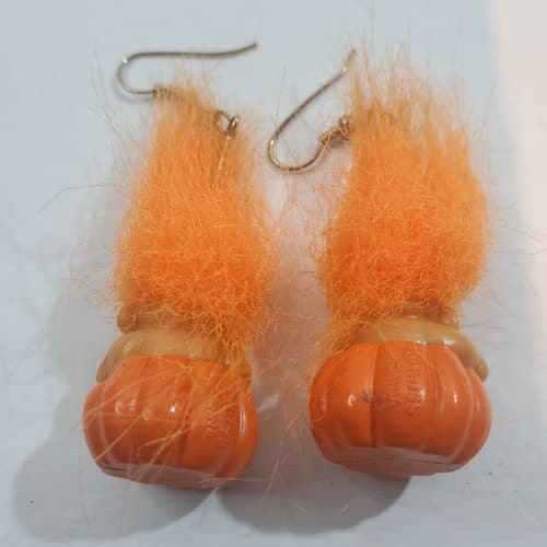 Russ Halloween Mini Orange Hair Troll Doll In Pumpkin Hook Earrings - Thumbnail 4