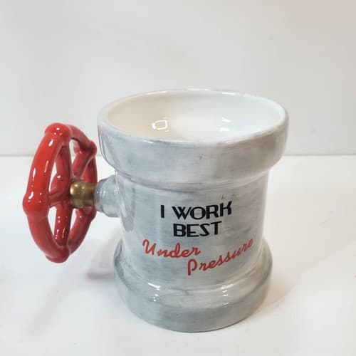 Vtg Tools of the Trade Enesco Ceramic Coffee Mug Cup I Work Best Under Pressure - Thumbnail 3