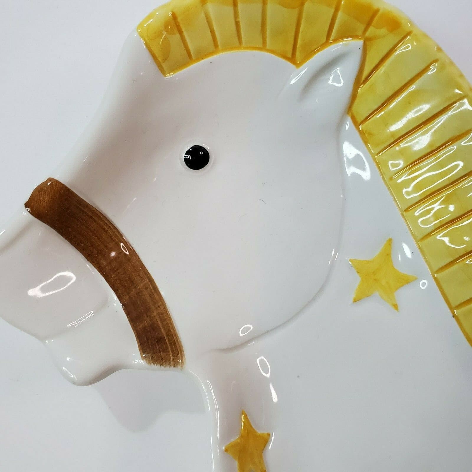 Vtg Hand Painted Ceramic Rocking Horse Serving Plate Made in Italy Canape 1980's - Thumbnail 2