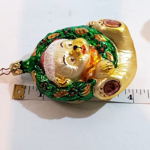 Vtg Birgit's Collection Heidi Hanging Wreath Glass Christmas Ornament Germany - Thumbnail 9