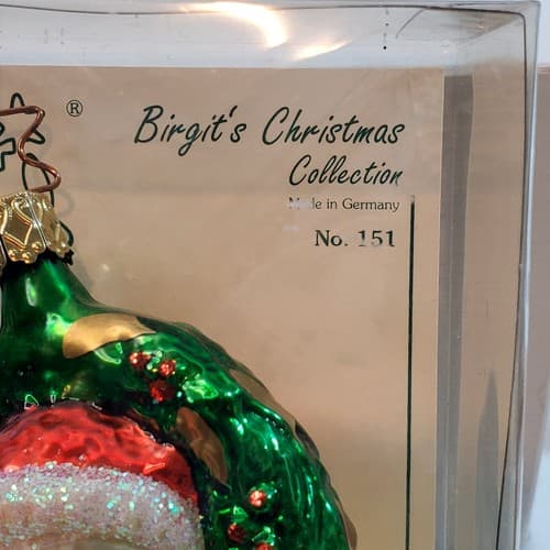 Vtg Birgit's Collection Heidi Hanging Wreath Glass Christmas Ornament Germany - Thumbnail 2
