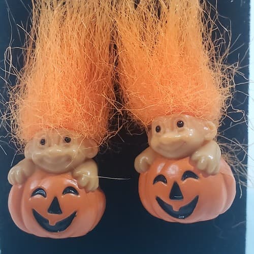 Russ Halloween Mini Orange Hair Troll Doll In Pumpkin Hook Earrings - Thumbnail 2
